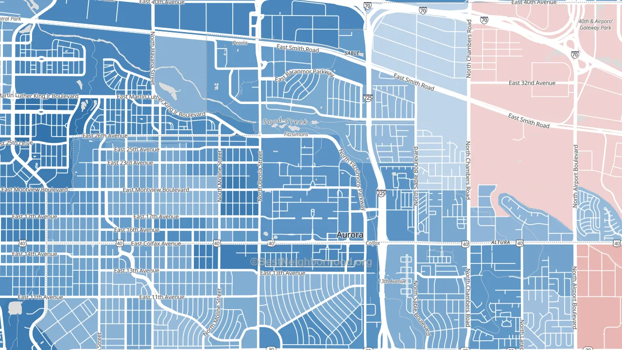 80045, CO block-group political-lean map