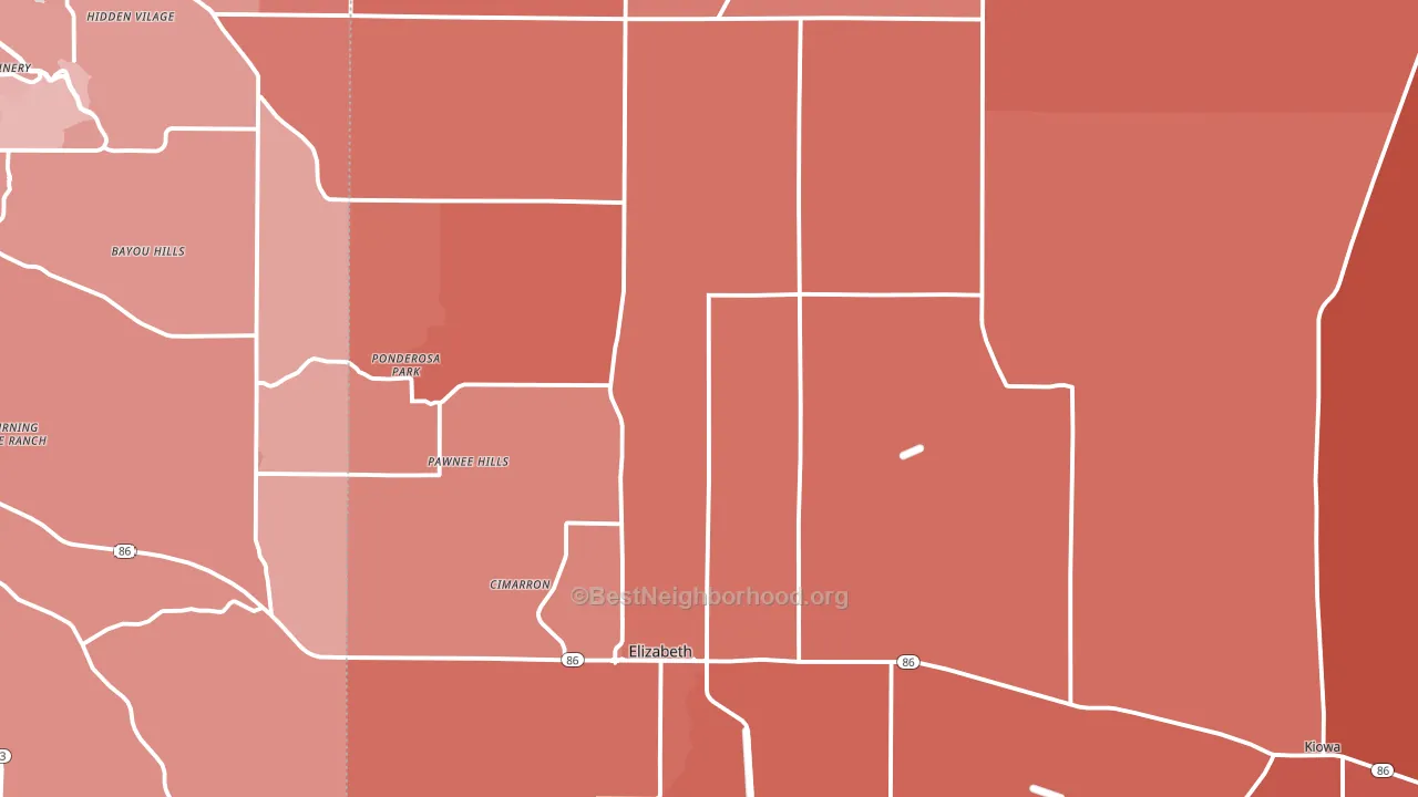 80107, CO block-group political-lean map