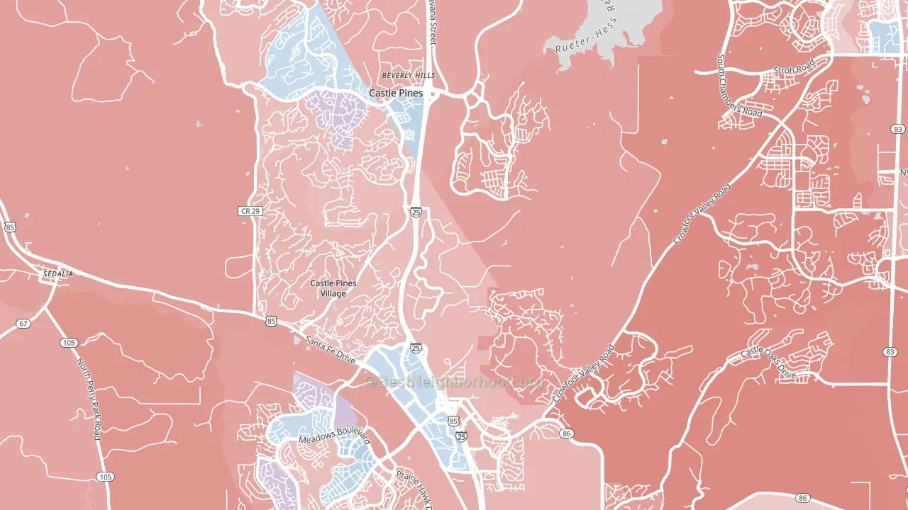 80108, CO block-group political-lean map