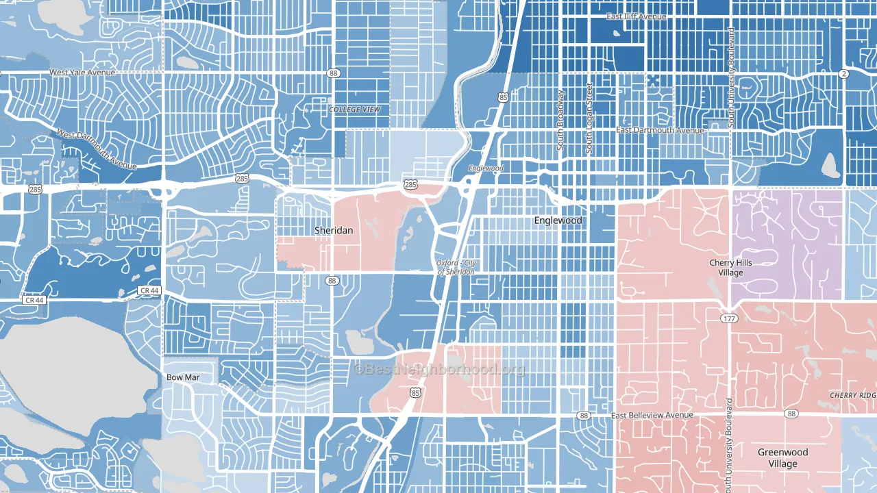 80110, CO block-group political-lean map