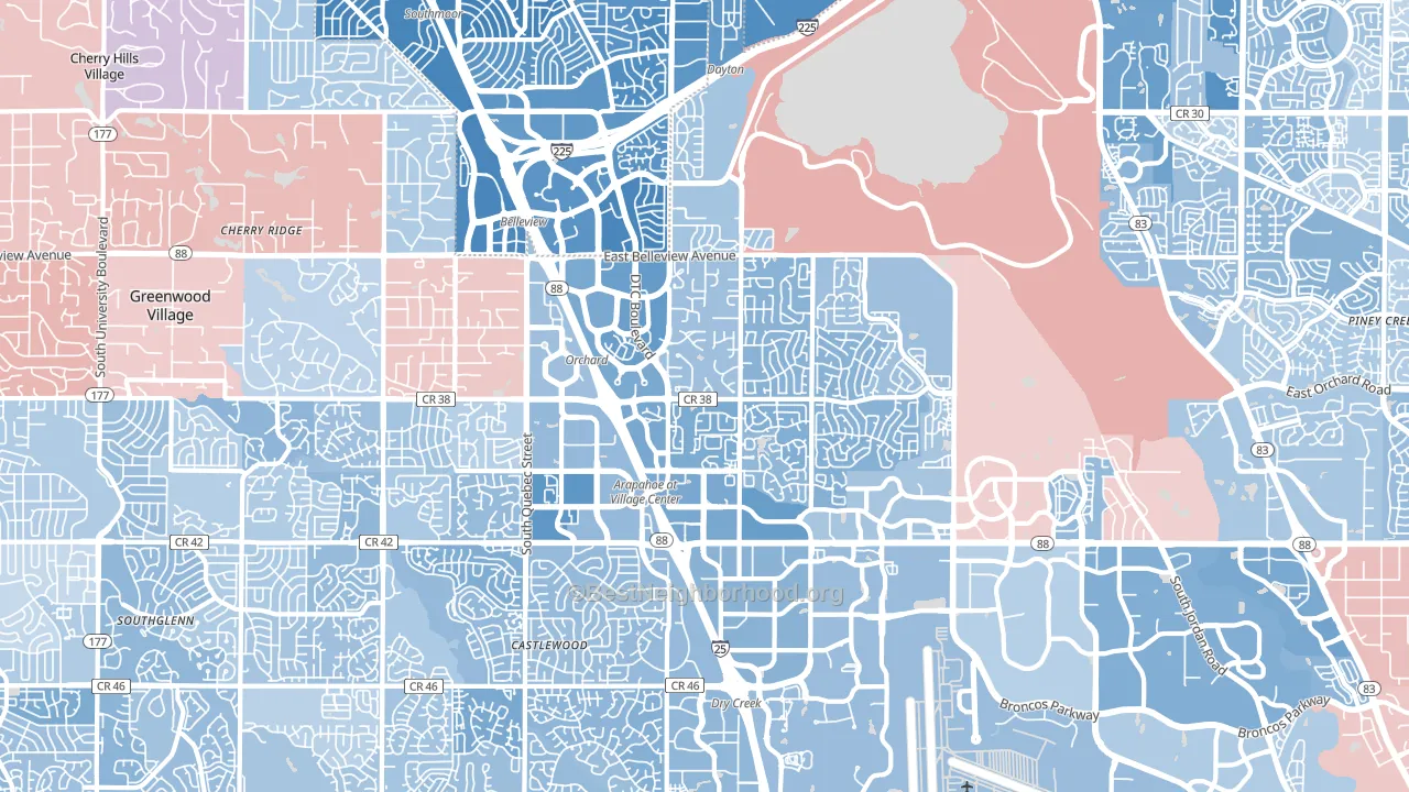 80111, CO block-group political-lean map