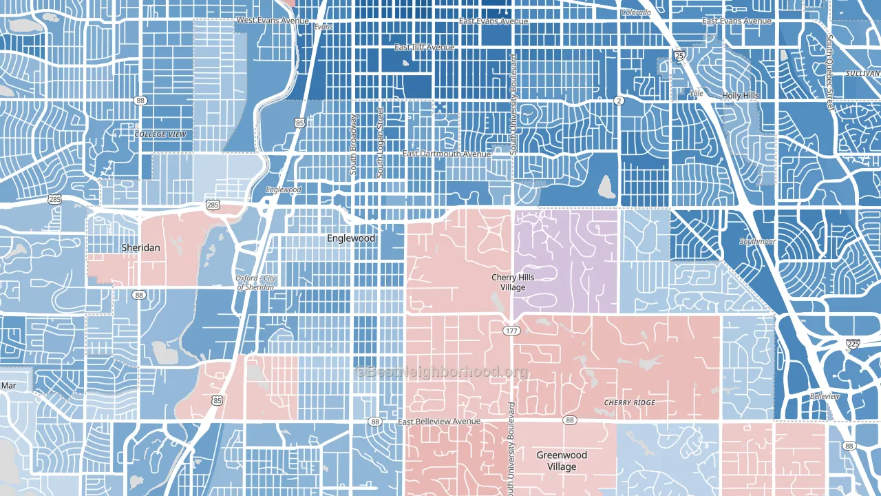 80113, CO block-group political-lean map