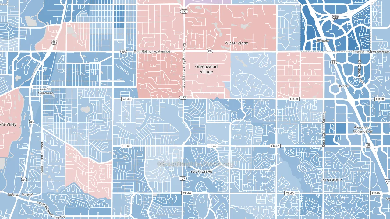 80121, CO block-group political-lean map