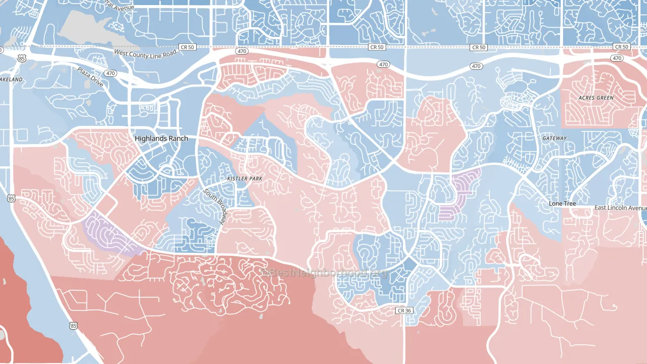 80126, CO block-group political-lean map
