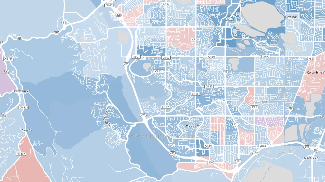 80127, CO block-group political-lean map