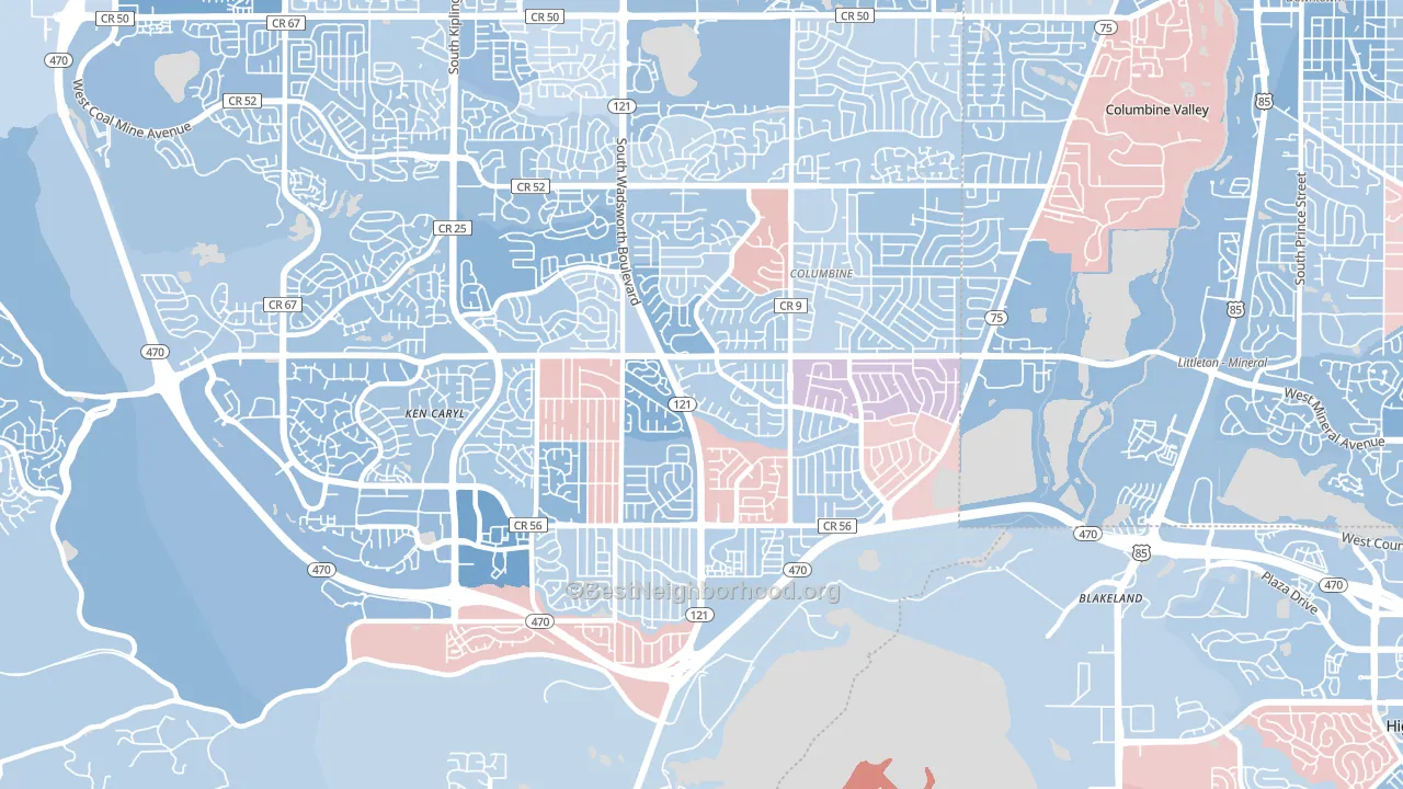 80128, CO block-group political-lean map