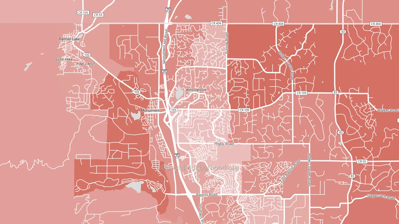 80132, CO block-group political-lean map