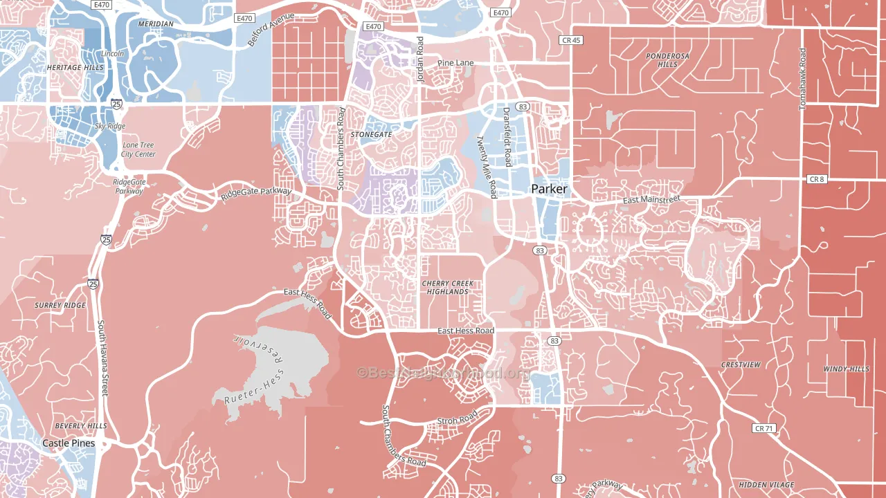 80134, CO block-group political-lean map