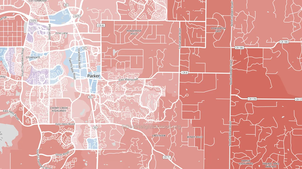 80138, CO block-group political-lean map