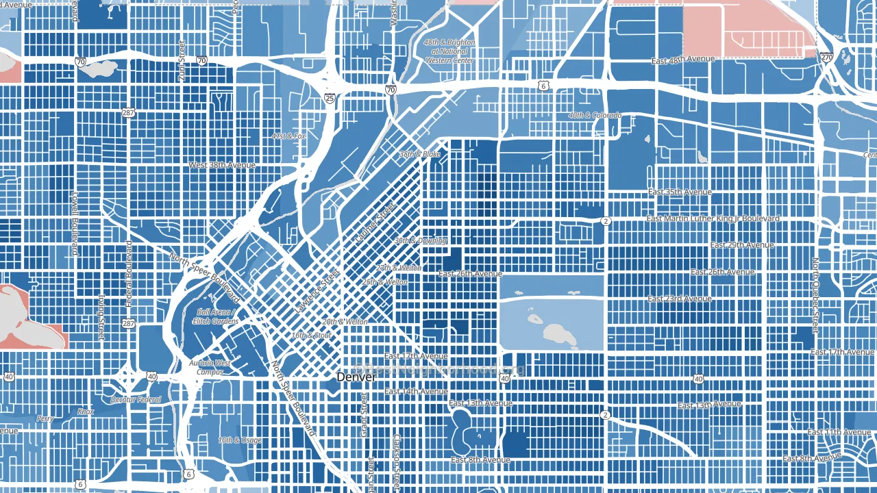 80205, CO block-group political-lean map