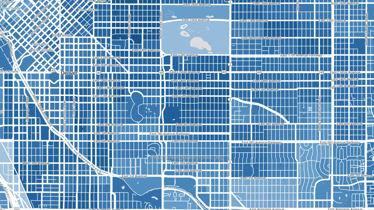 80206, CO block-group political-lean map