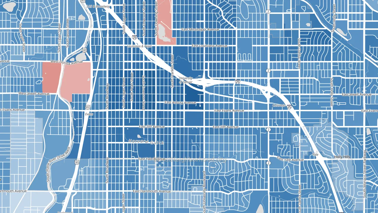 80210, CO block-group political-lean map