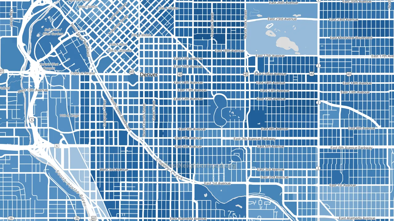 80218, CO block-group political-lean map