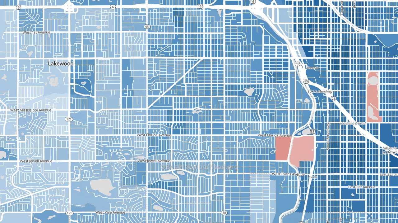 80219, CO block-group political-lean map