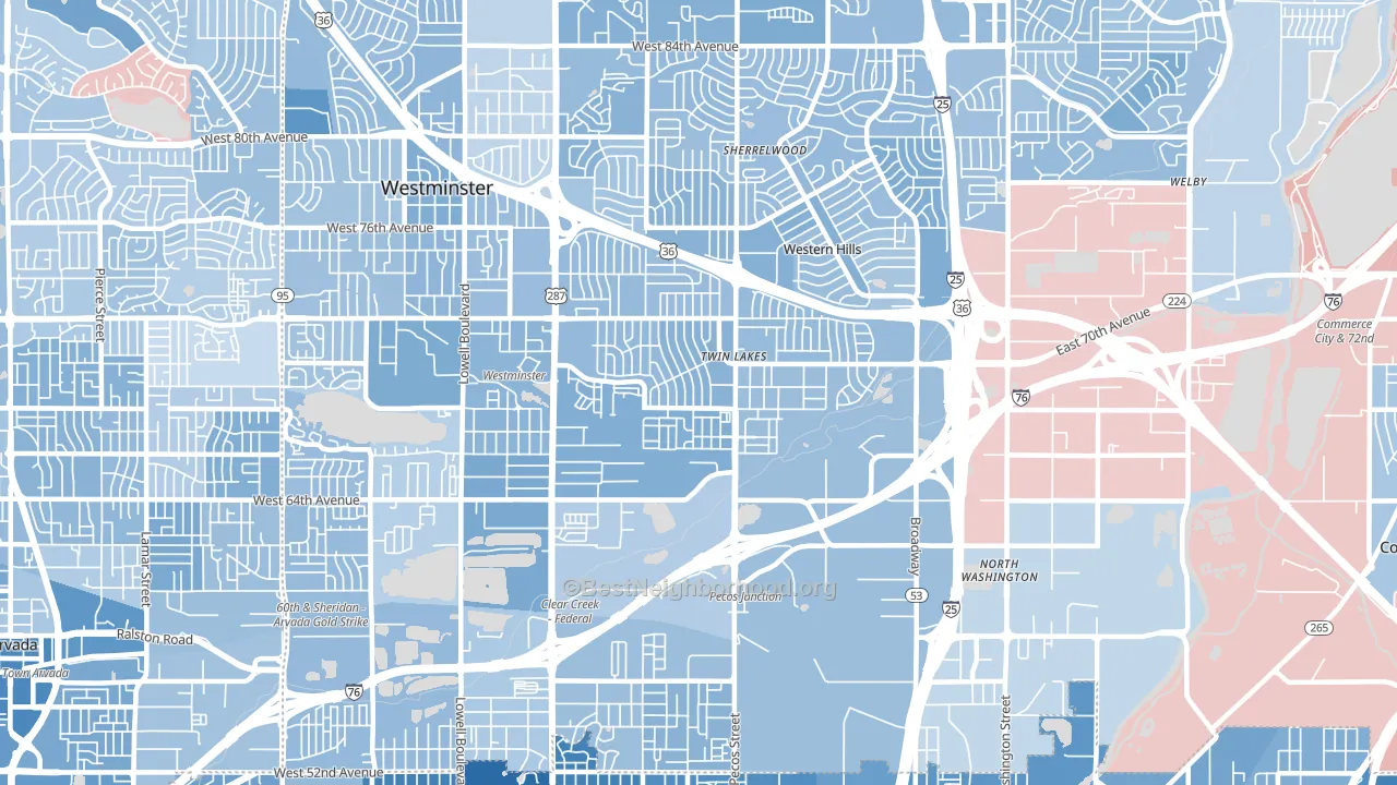 80221, CO block-group political-lean map