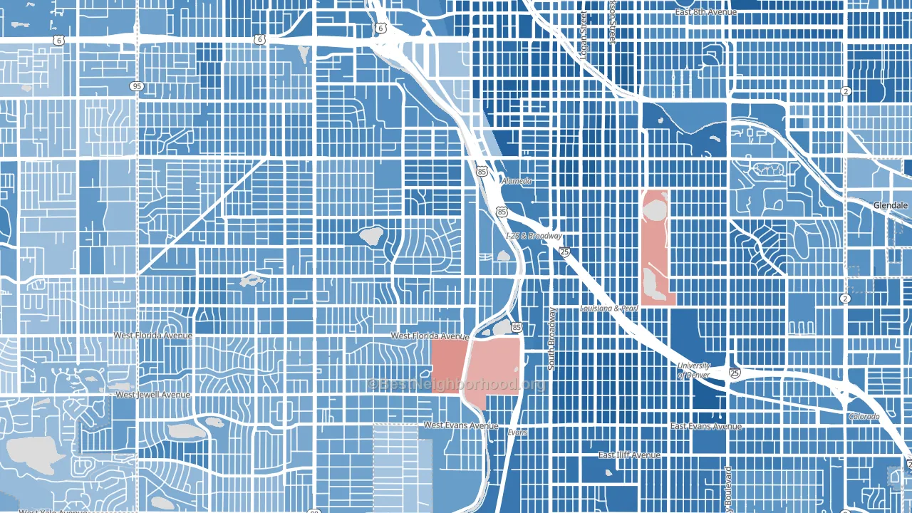 80223, CO block-group political-lean map