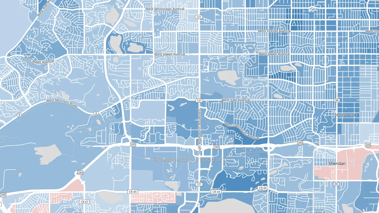 80227, CO block-group political-lean map