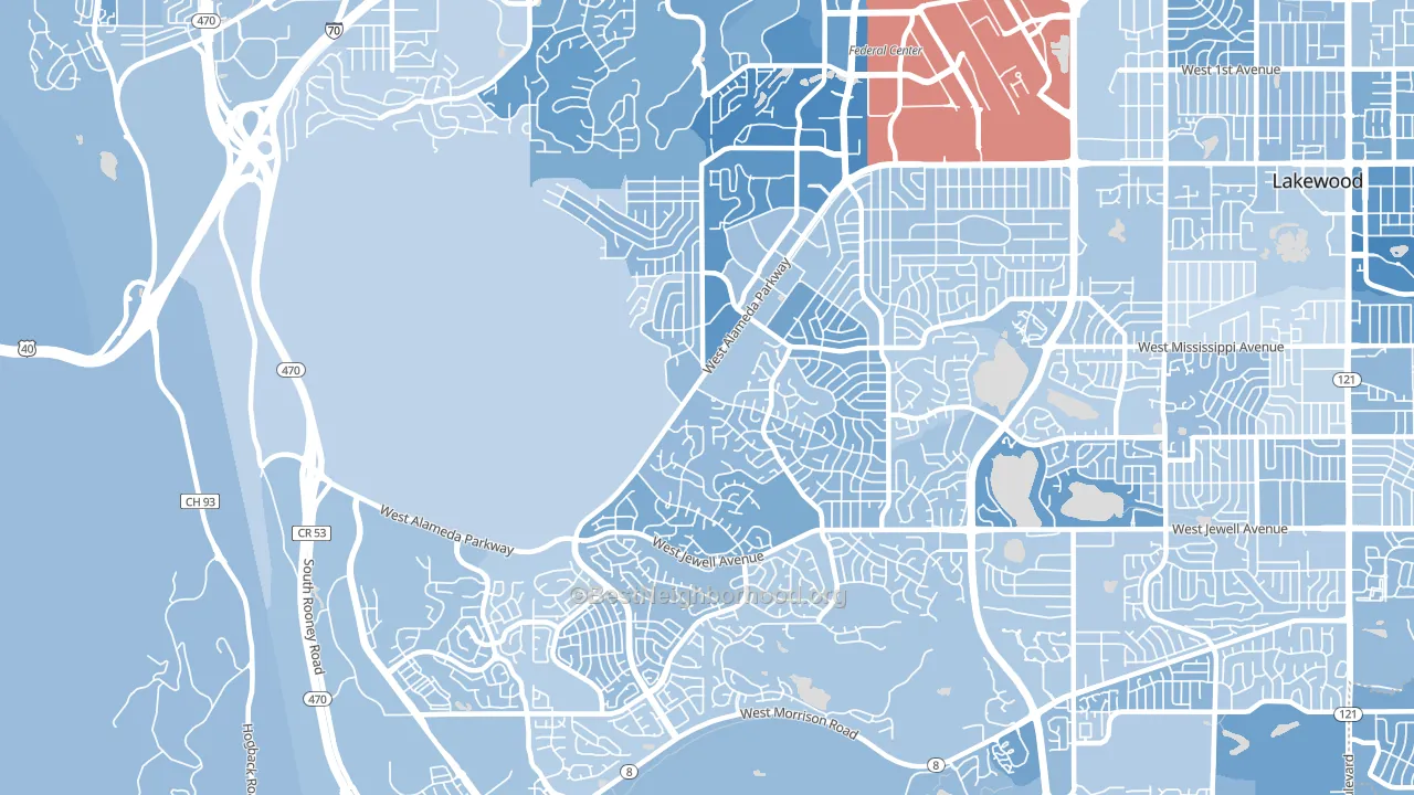 80228, CO block-group political-lean map