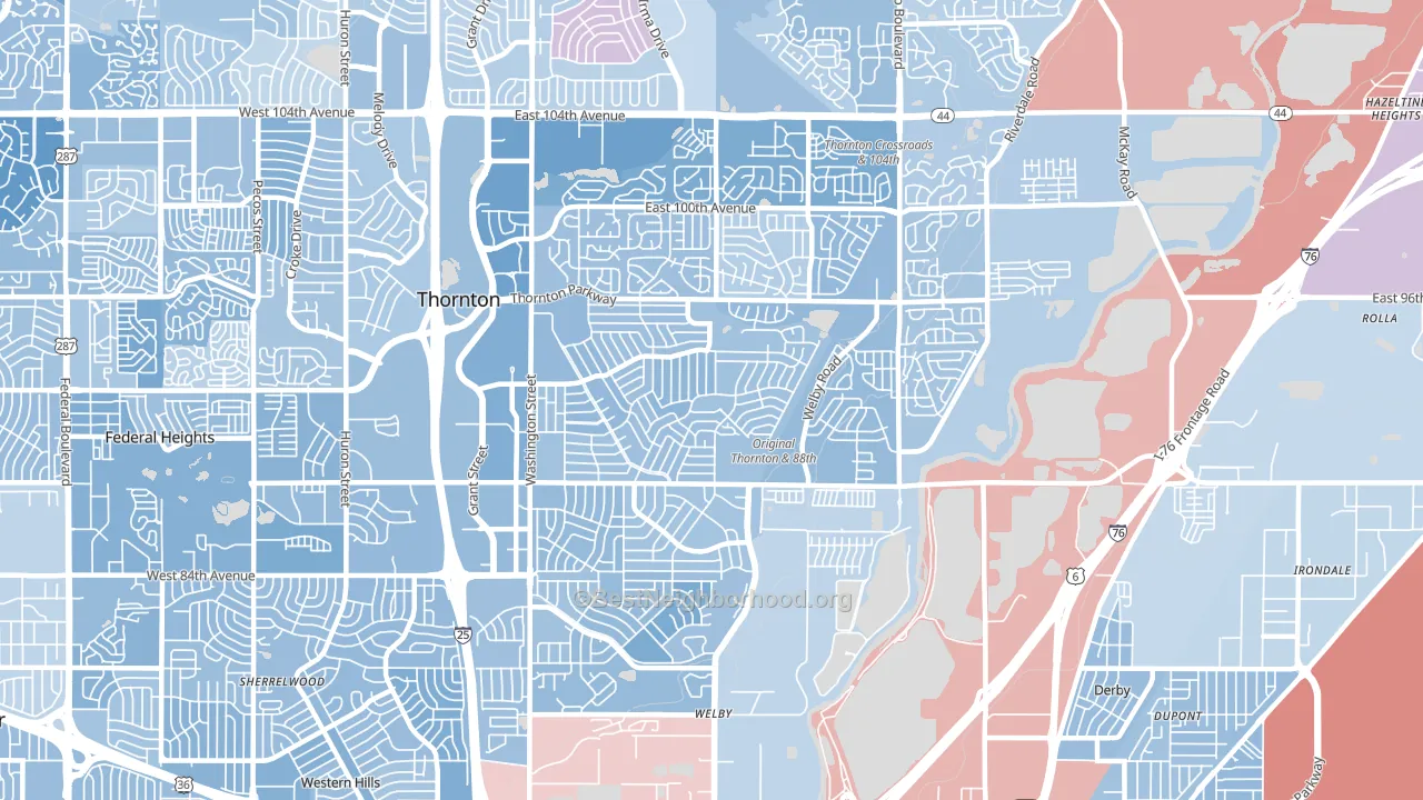 80229, CO block-group political-lean map