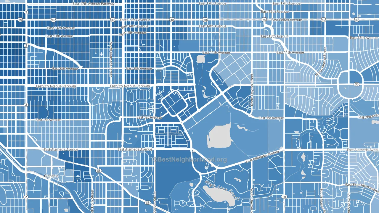 80230, CO block-group political-lean map