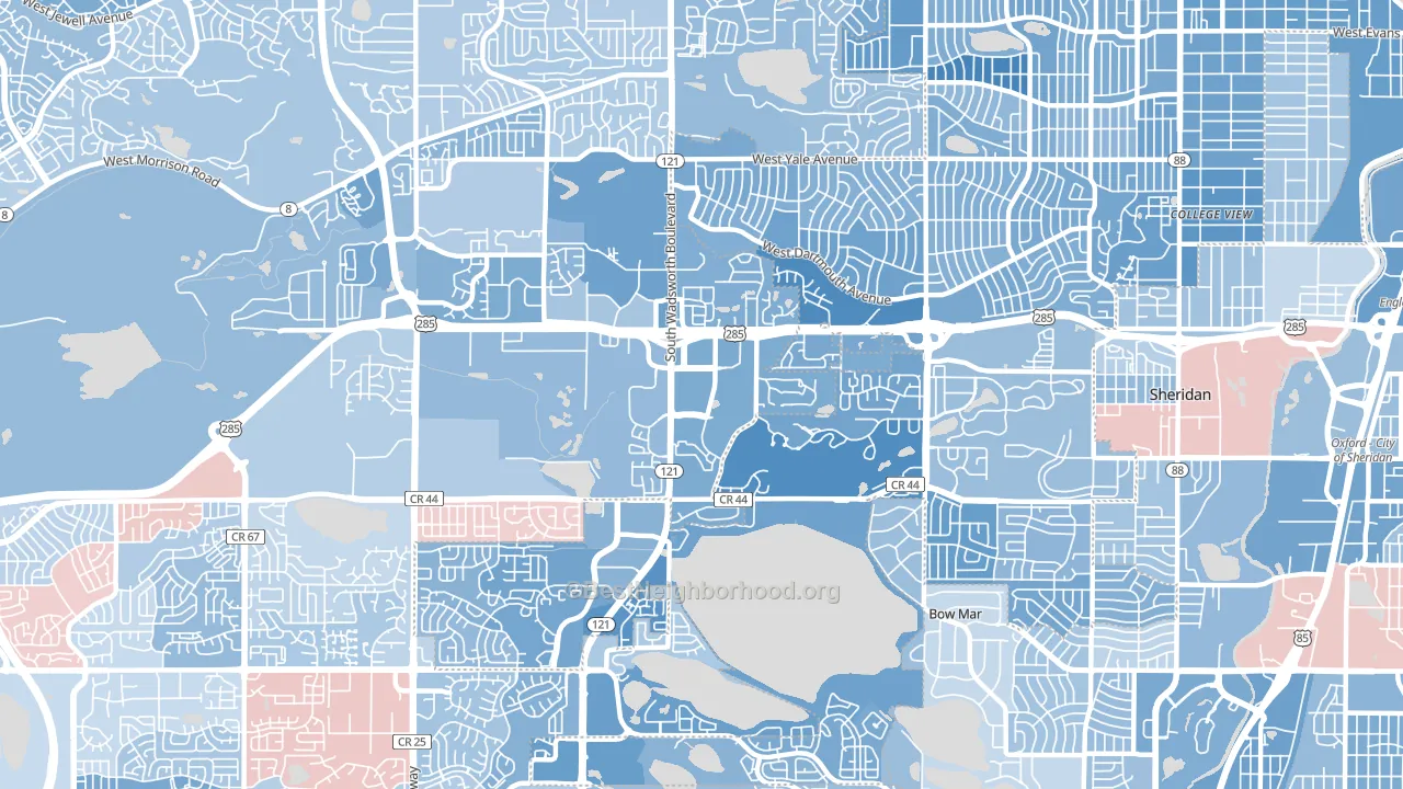 80235, CO block-group political-lean map