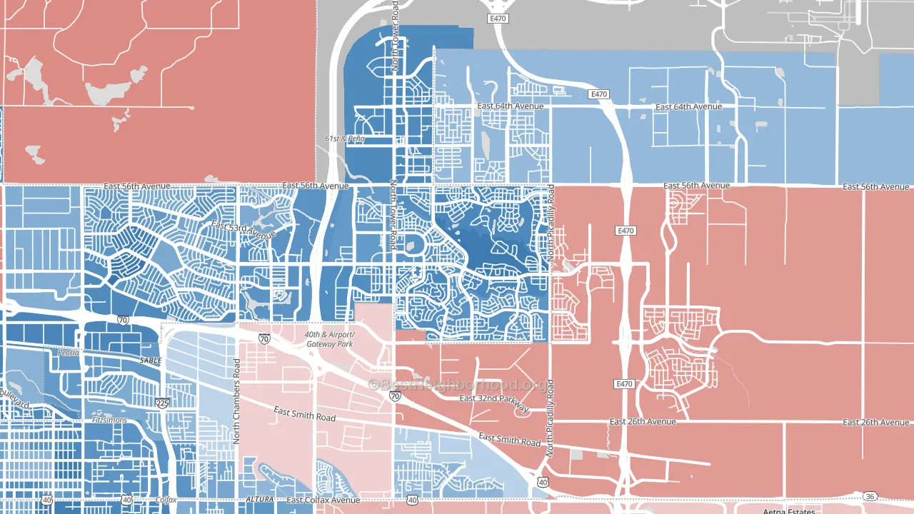 80249, CO block-group political-lean map