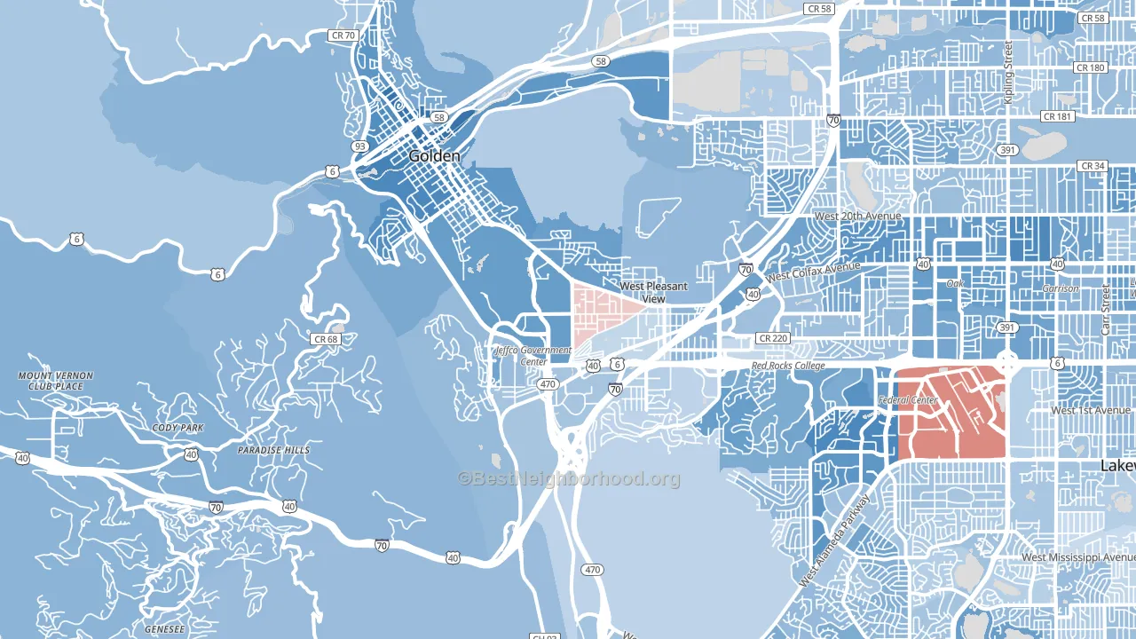 80401, CO block-group political-lean map