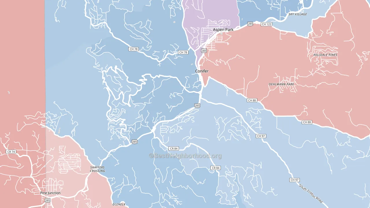 80433, CO block-group political-lean map