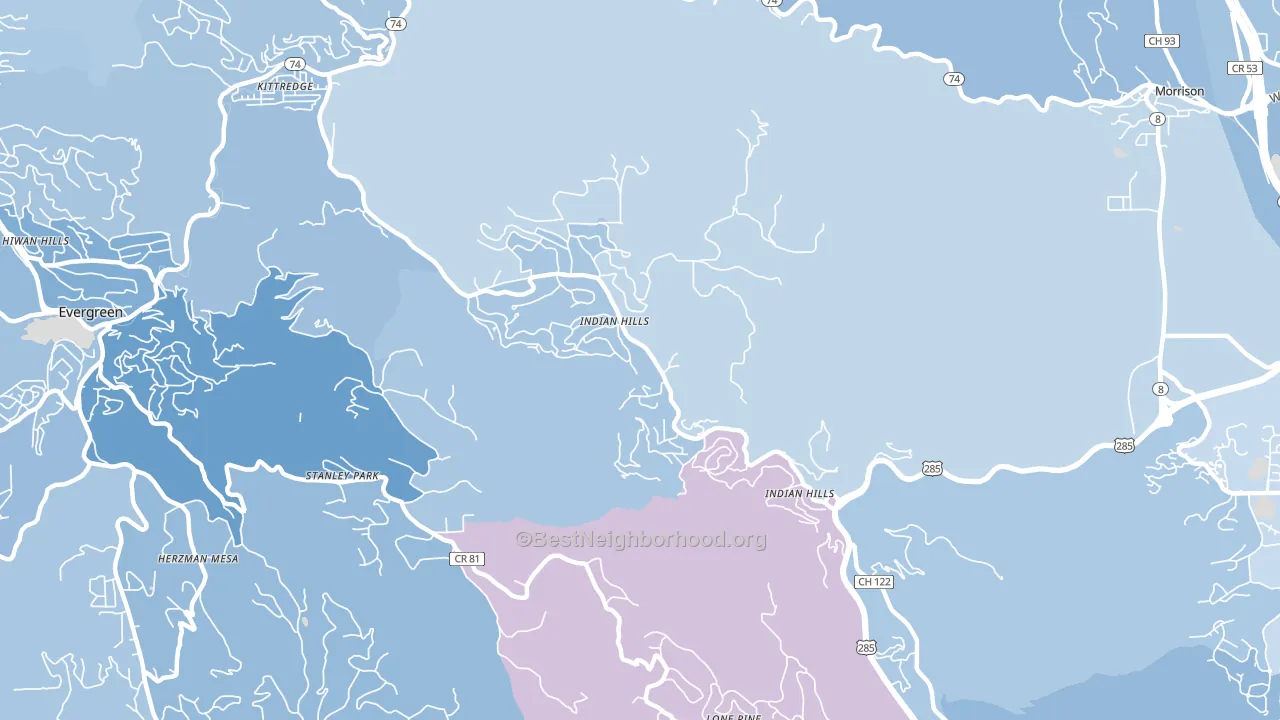 80454, CO block-group political-lean map