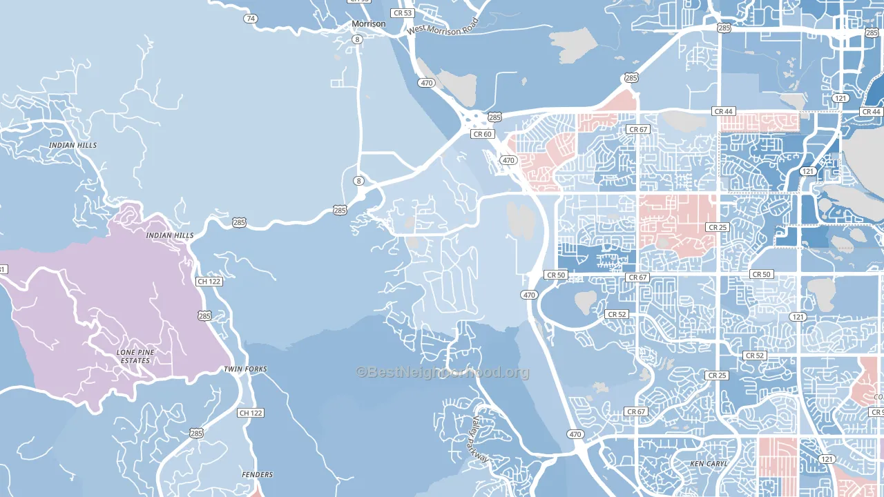 80465, CO block-group political-lean map
