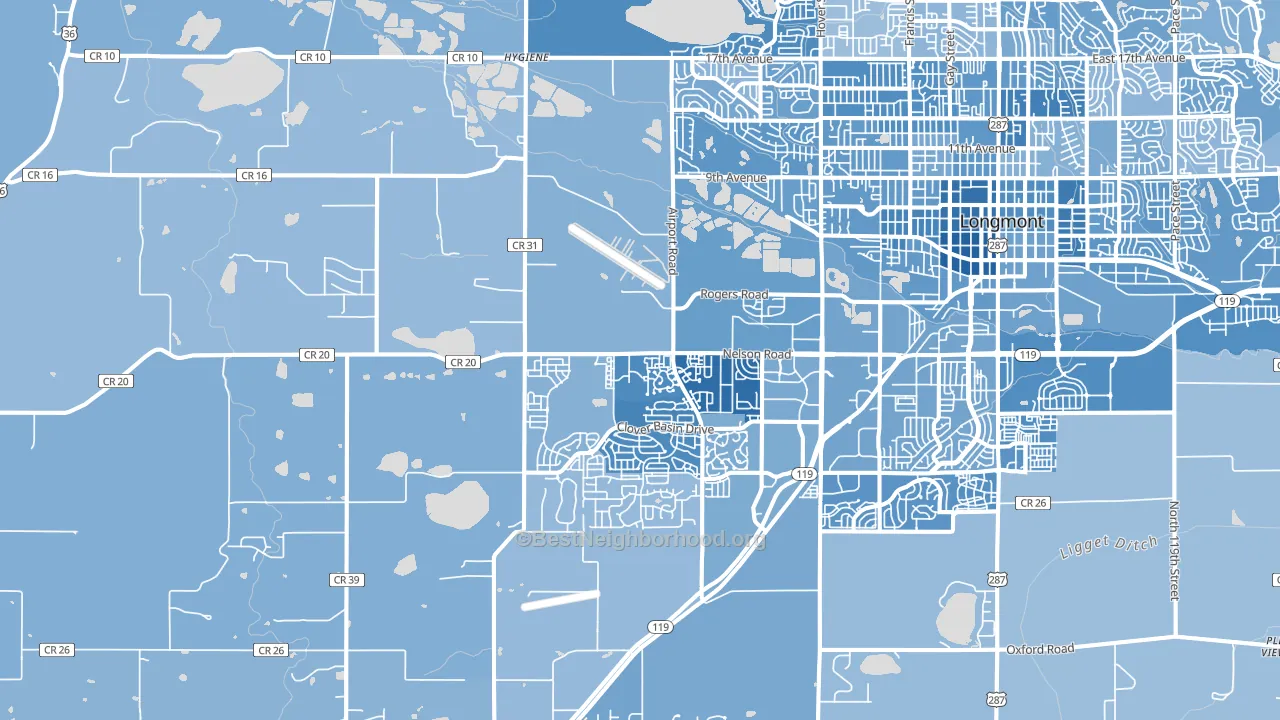 80503, CO block-group political-lean map