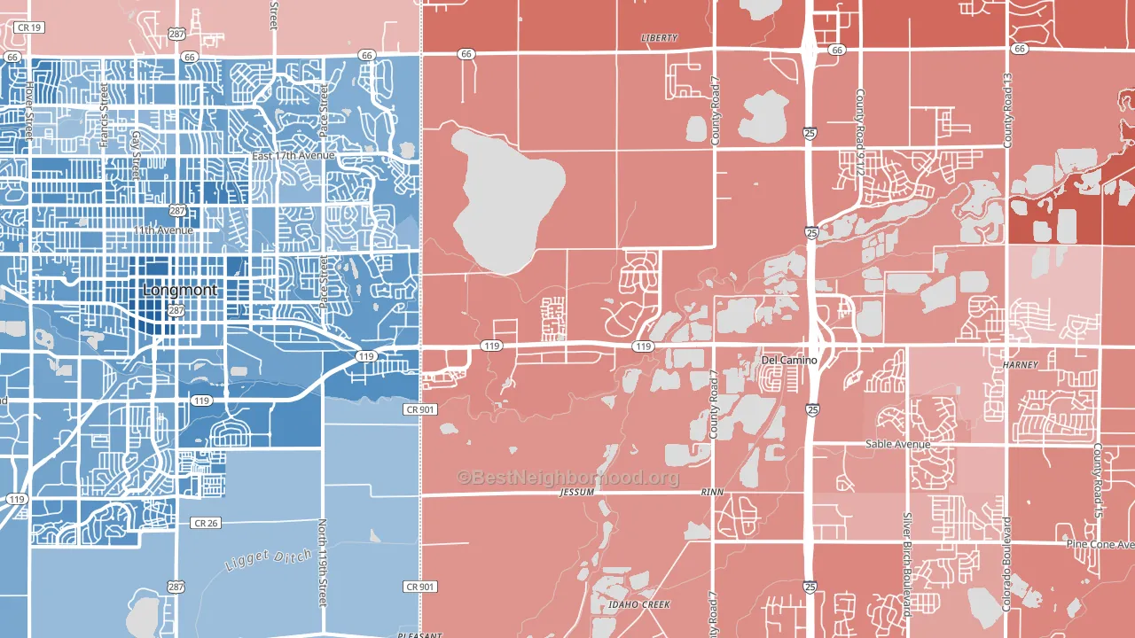 80504, CO block-group political-lean map