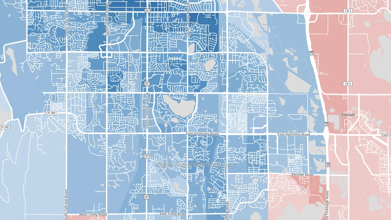 80525, CO block-group political-lean map