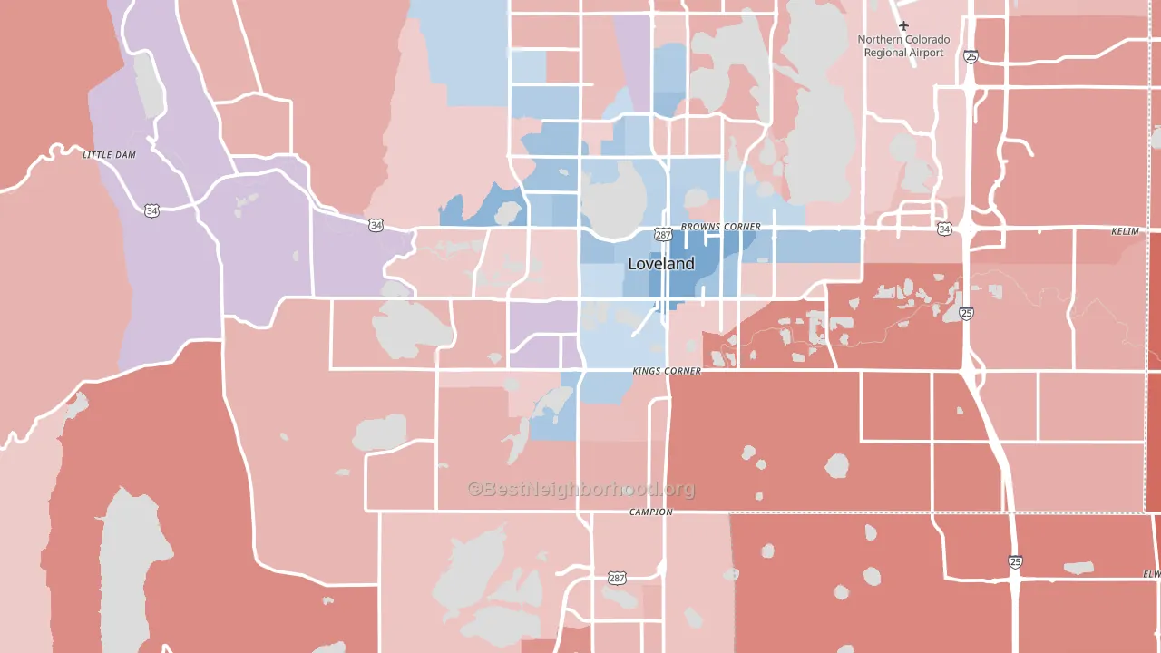 80537, CO block-group political-lean map