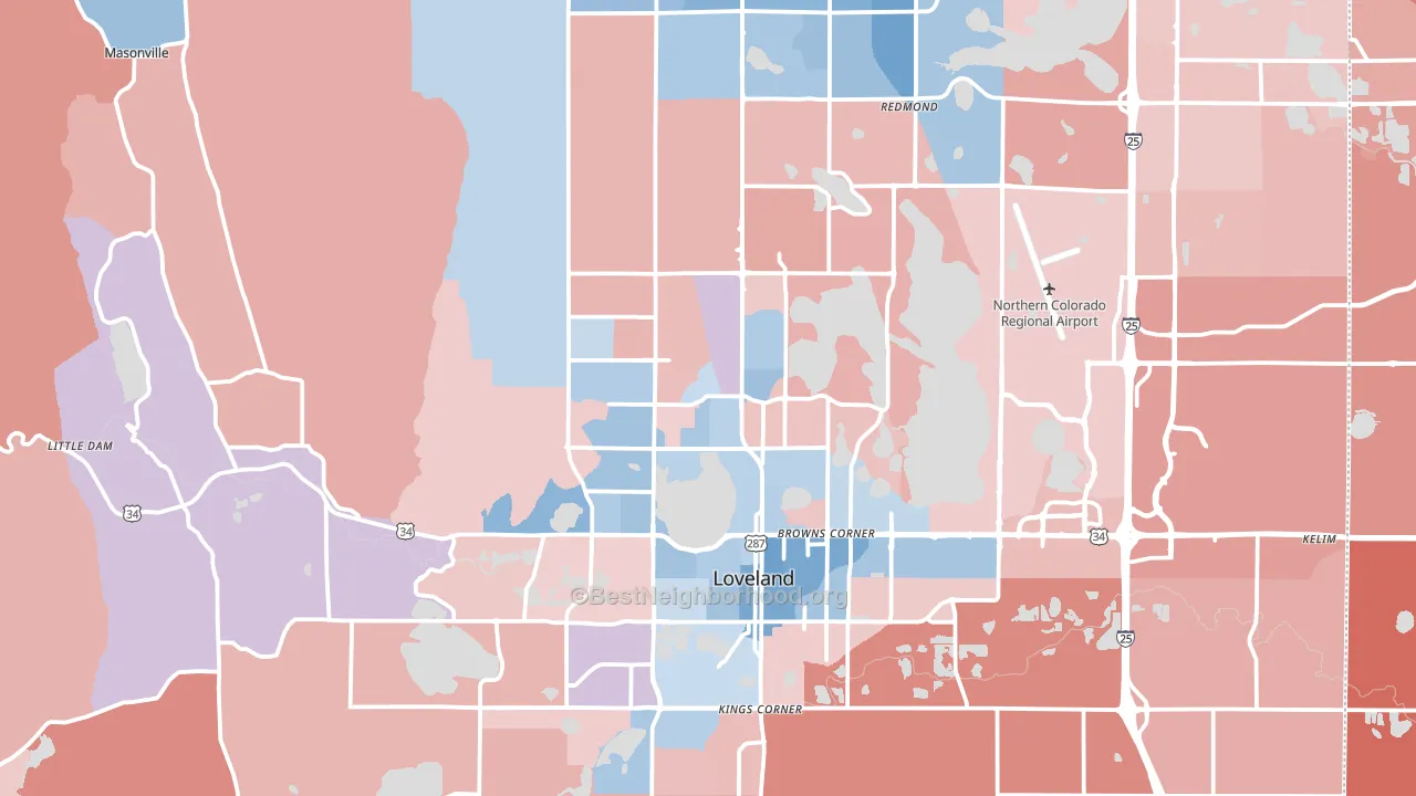 80538, CO block-group political-lean map