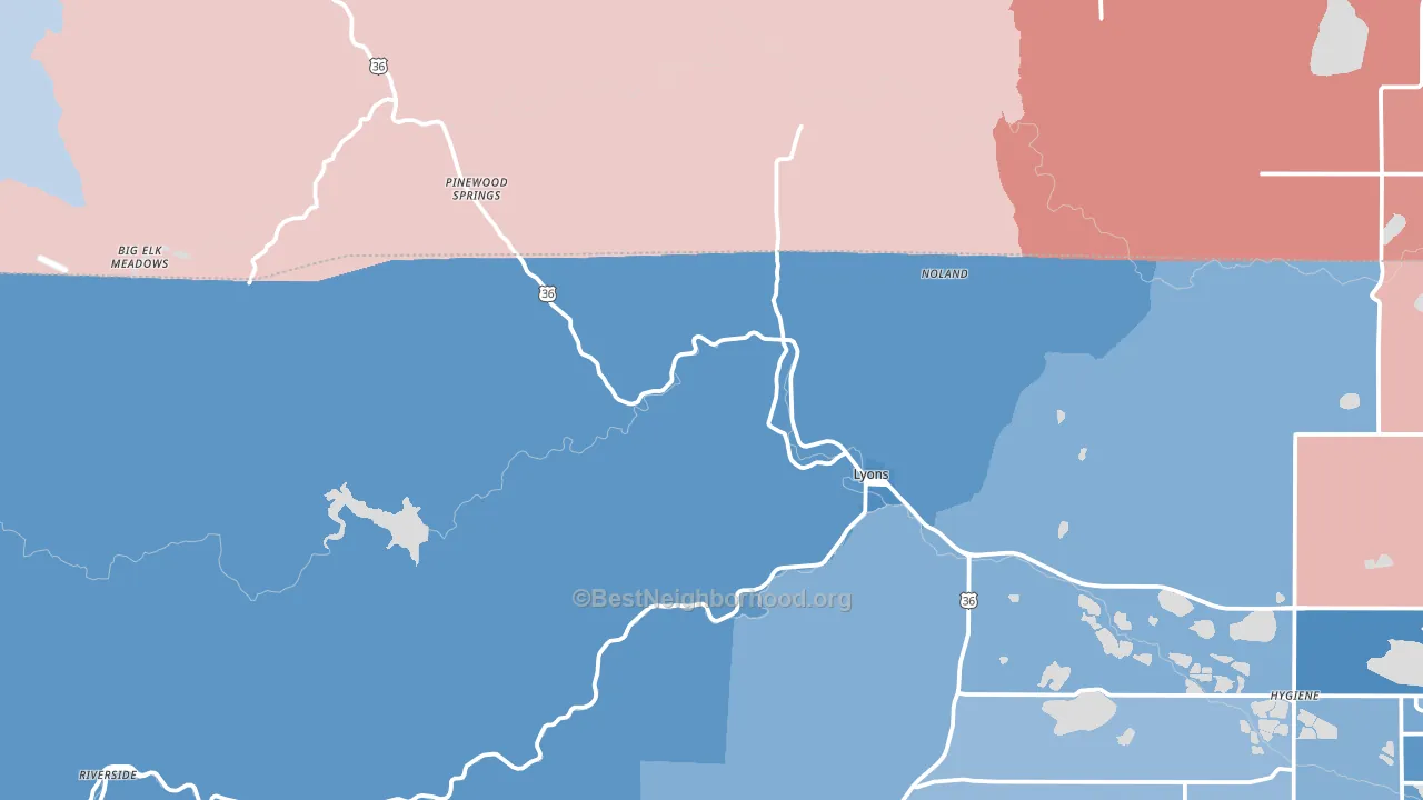 80540, CO block-group political-lean map