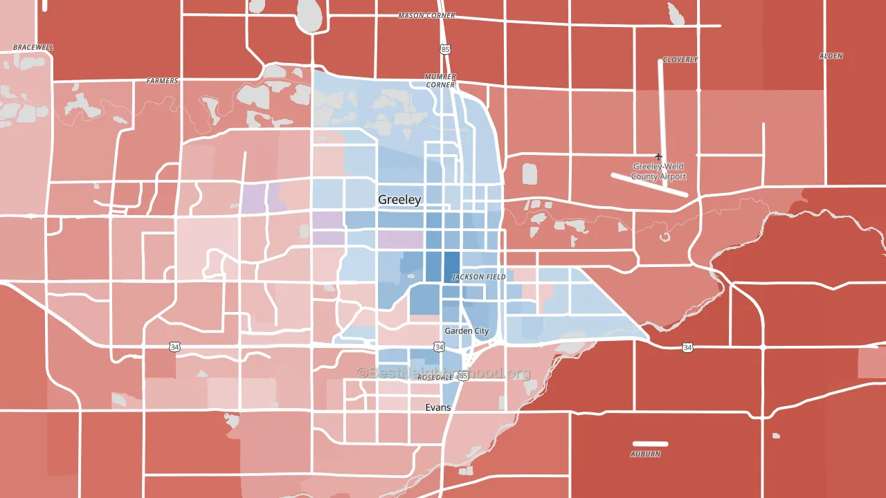 80631, CO block-group political-lean map