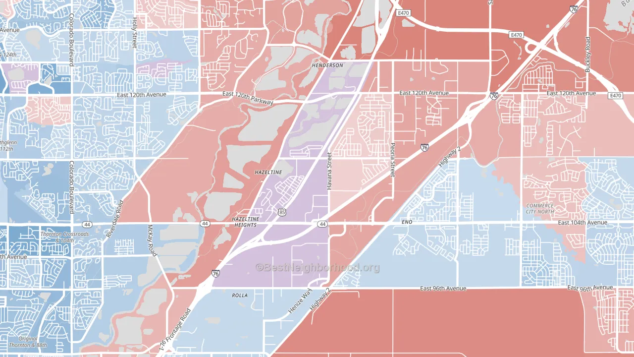 80640, CO block-group political-lean map