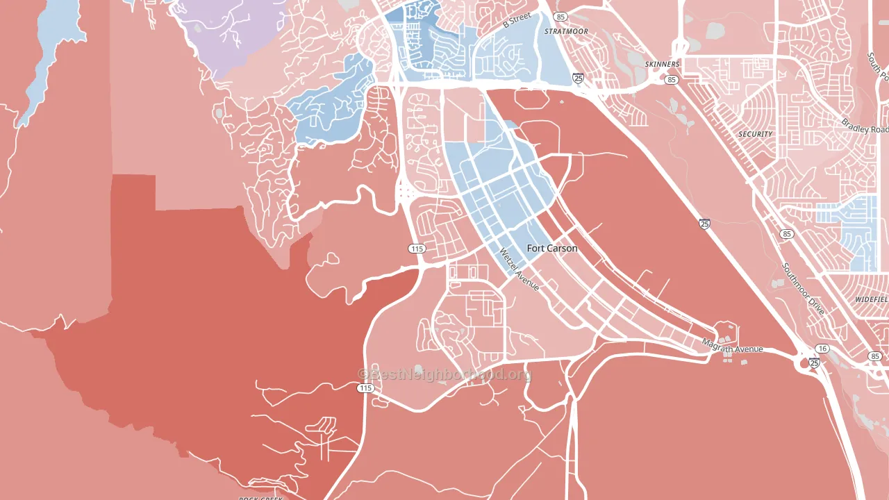 80902, CO block-group political-lean map