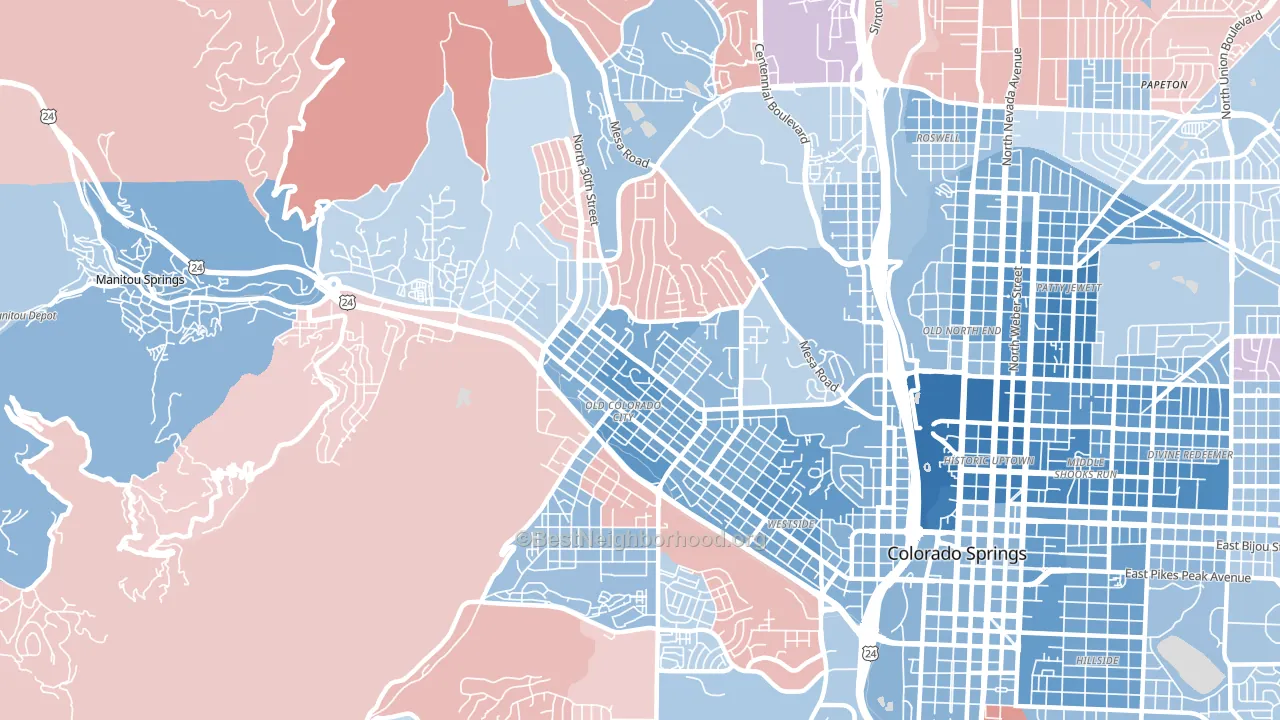 80904, CO block-group political-lean map