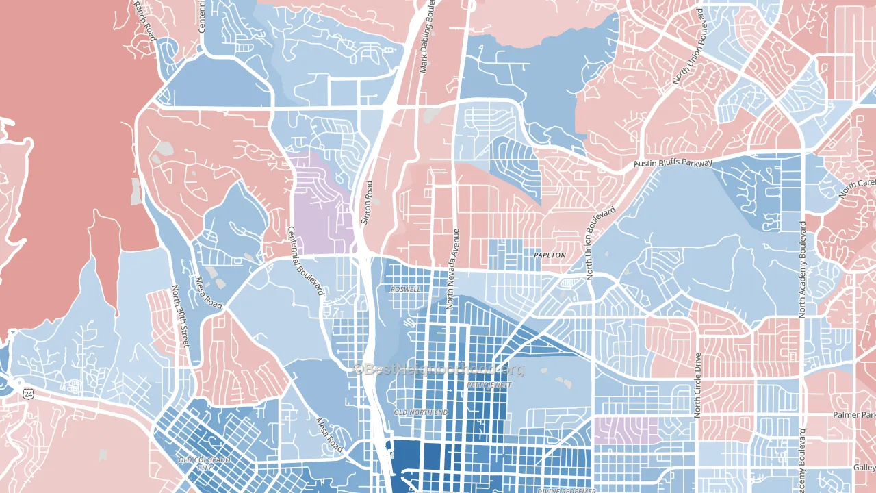 80907, CO block-group political-lean map