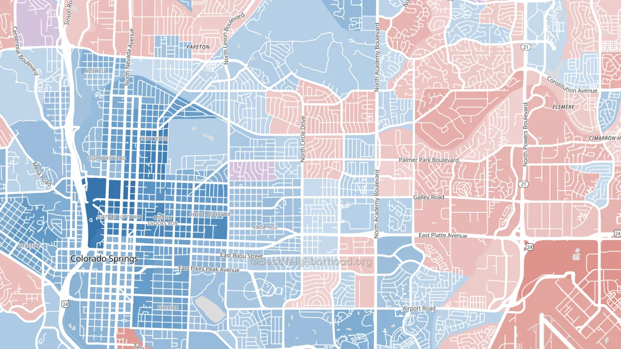 80909, CO block-group political-lean map