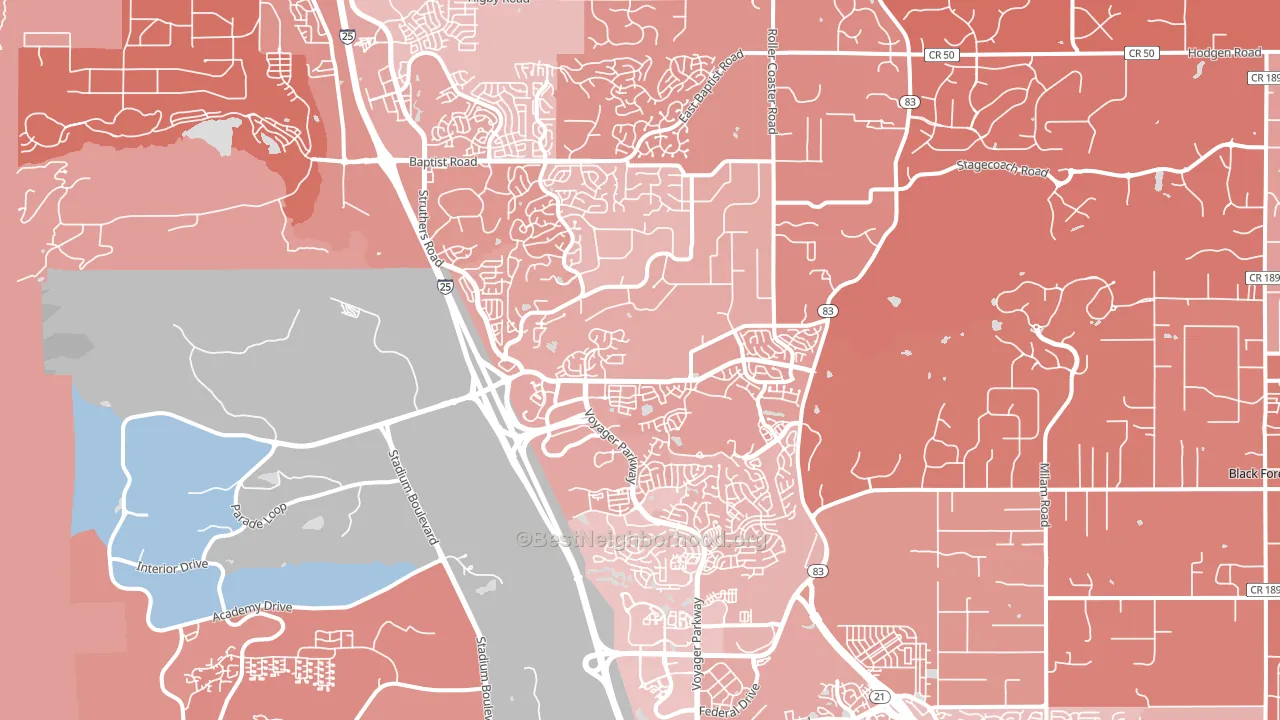 80921, CO block-group political-lean map