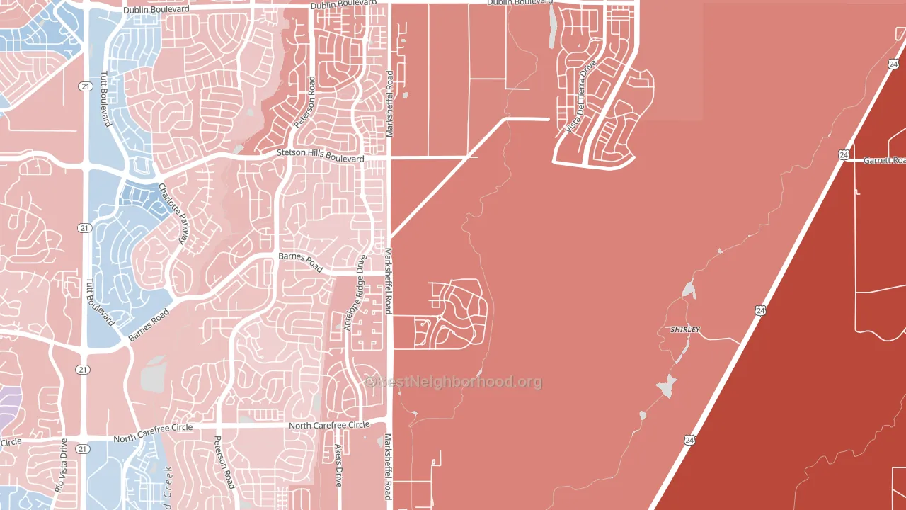 80938, CO block-group political-lean map