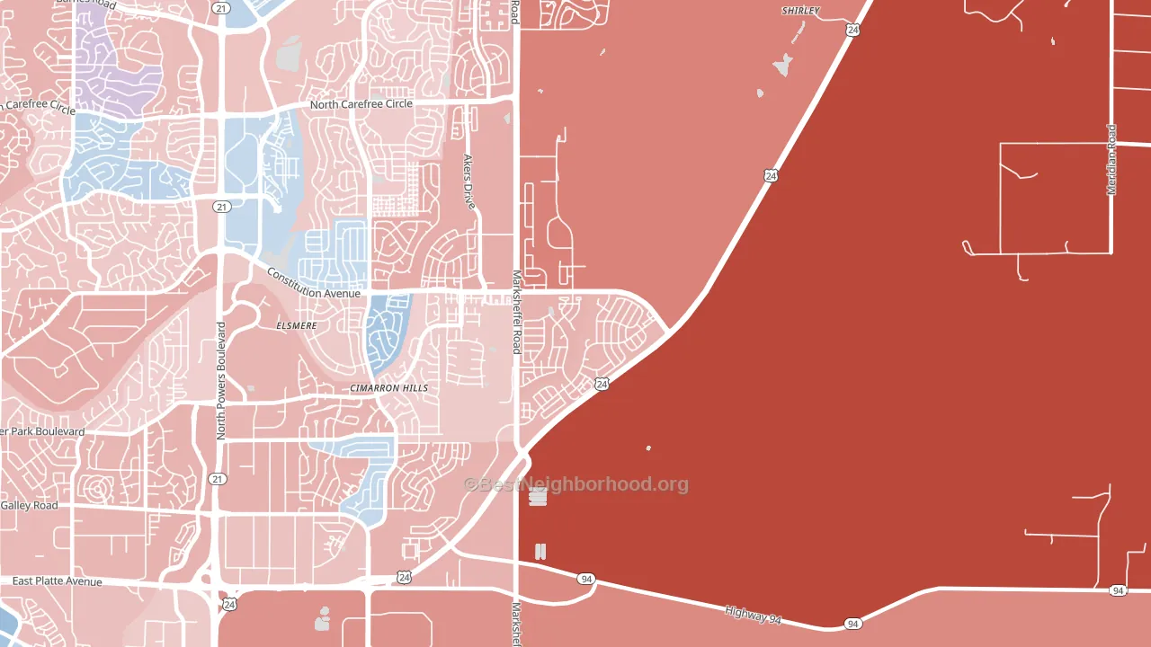 80951, CO block-group political-lean map