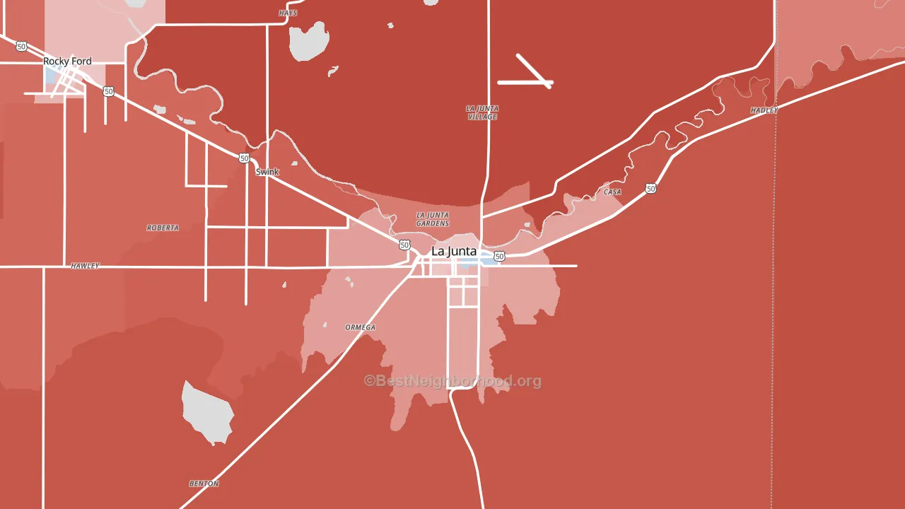 81050, CO block-group political-lean map