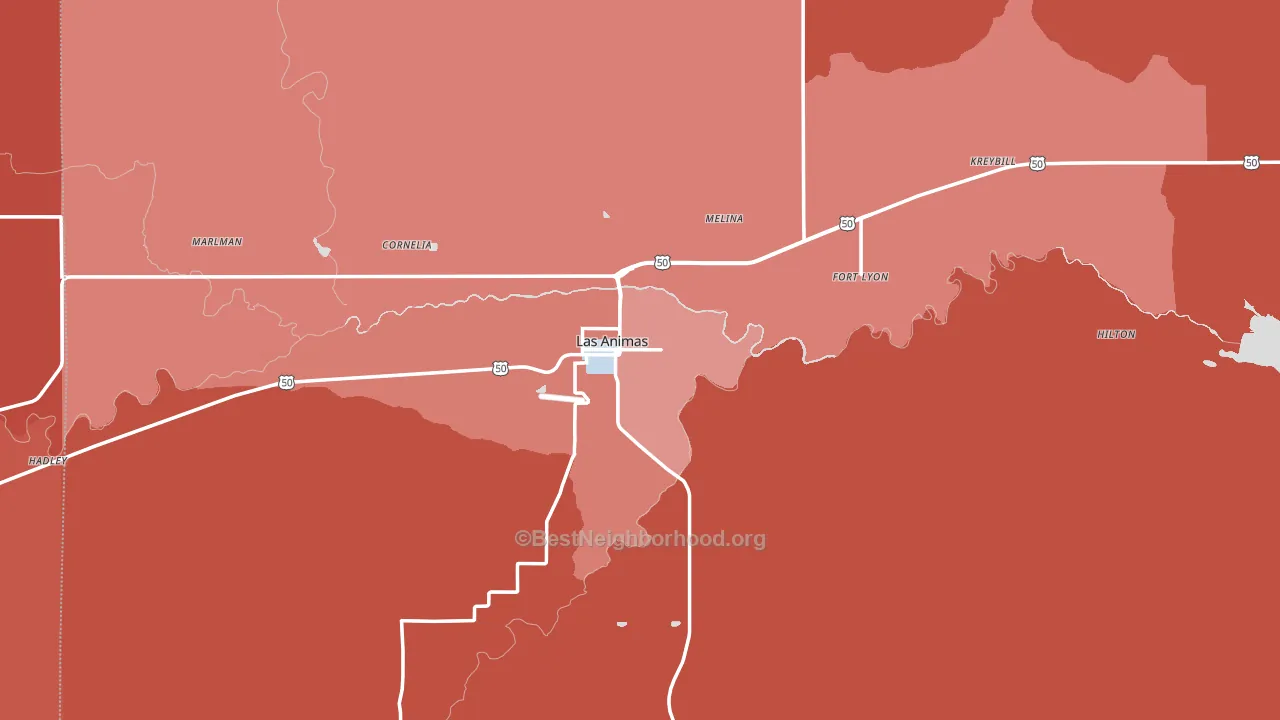 81054, CO block-group political-lean map