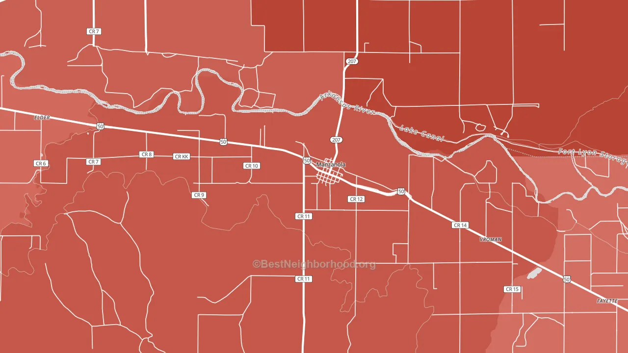 81058, CO block-group political-lean map