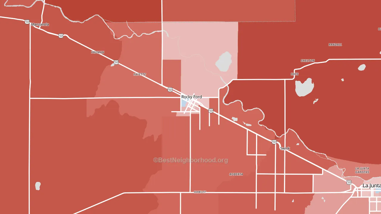 81067, CO block-group political-lean map