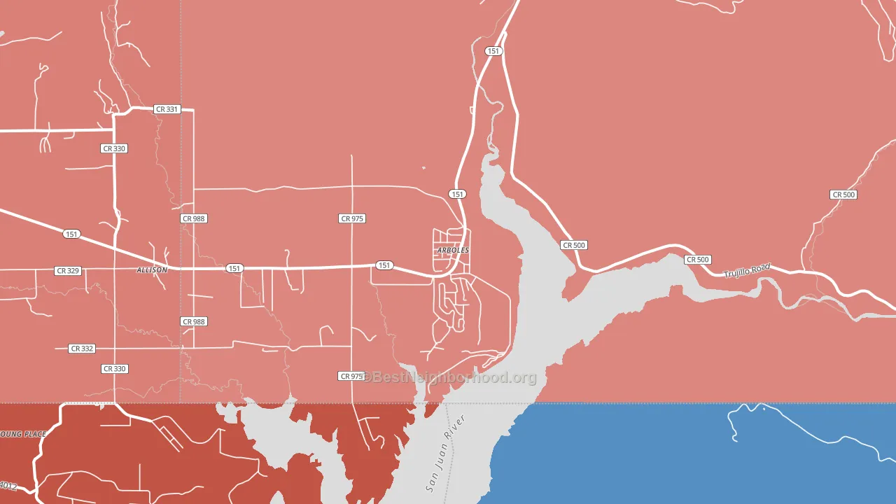 81121, CO block-group political-lean map